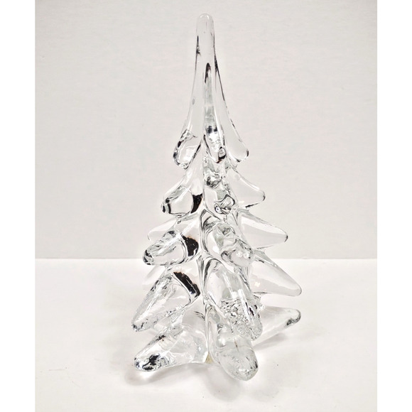 Vintage Two’s Company Hand Blown Art Glass Clear 8" Christmas Tree Art Glass - Picture 3 of 8